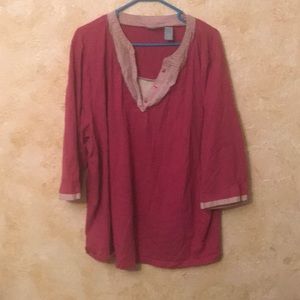 Plus size top that looks like three layers.